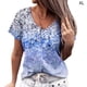 thumbnail image 4 of Sonducket Camiseta de mujer con estampado de degradado, blusa informal con cuello en V y parte suelta, rosa, S Prendas para la parte del cuerpo Cielo azul SG, 4 of 5