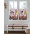 thumbnail image 2 of Spring Easter Bunny 2 Panel Kitchen Curtains for Small Windows, Pink Wooden Red Floral Easter Eggs Bathroom Tier Curtain, Short Window Treatment for Bedroom/Living Room 55"x36", 2 of 6