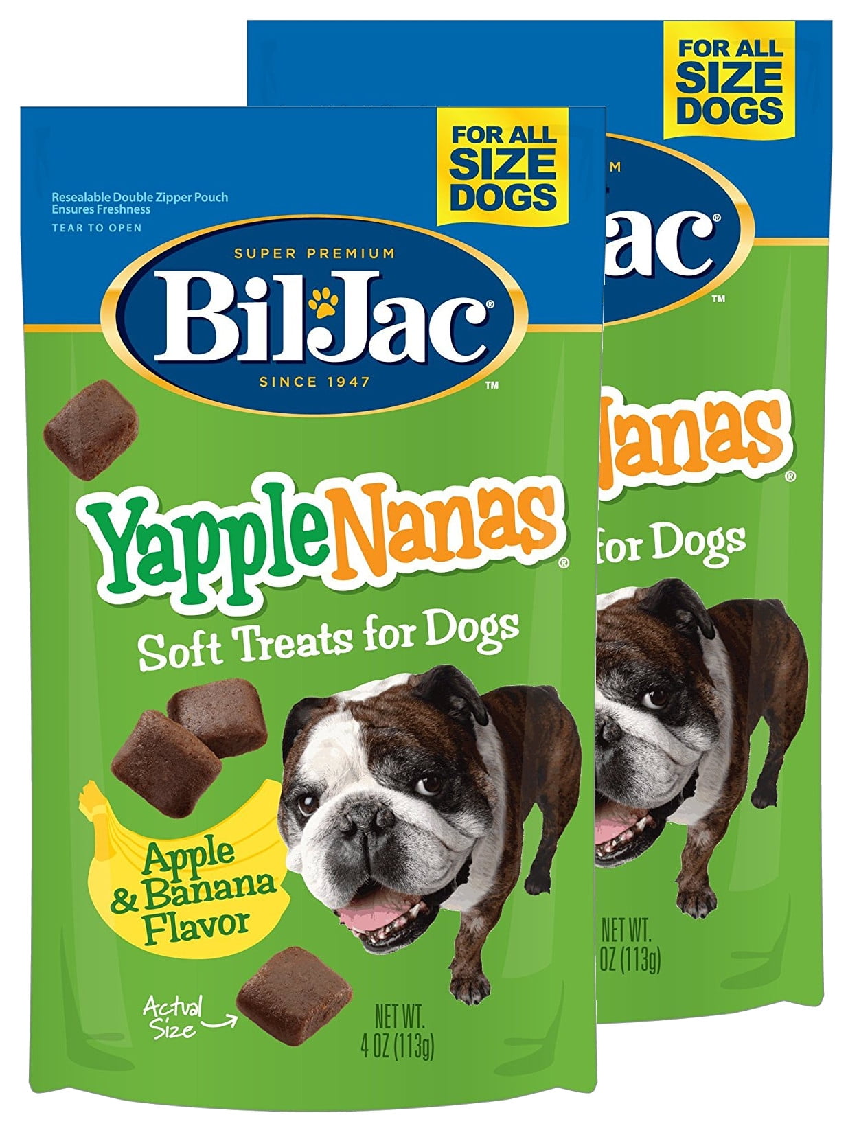 BilJac YappleNanas Dog Treats 4 oz, 2 Pack