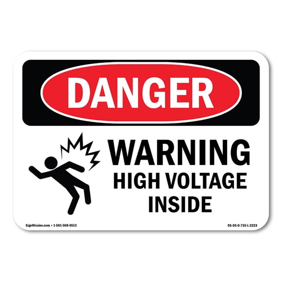 OSHA Danger Sign - Warning High Voltage Inside | Decal | Protect Your Business, Construction Site, Warehouse & Shop Area |  Made in The USA