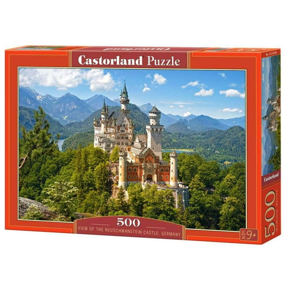 500 Piece Jigsaw Puzzle, View of the Neuschwanstein Castle, Bavarian Alps, Germany, Castle puzzle, Adult Puzzles, Castorland B-53544