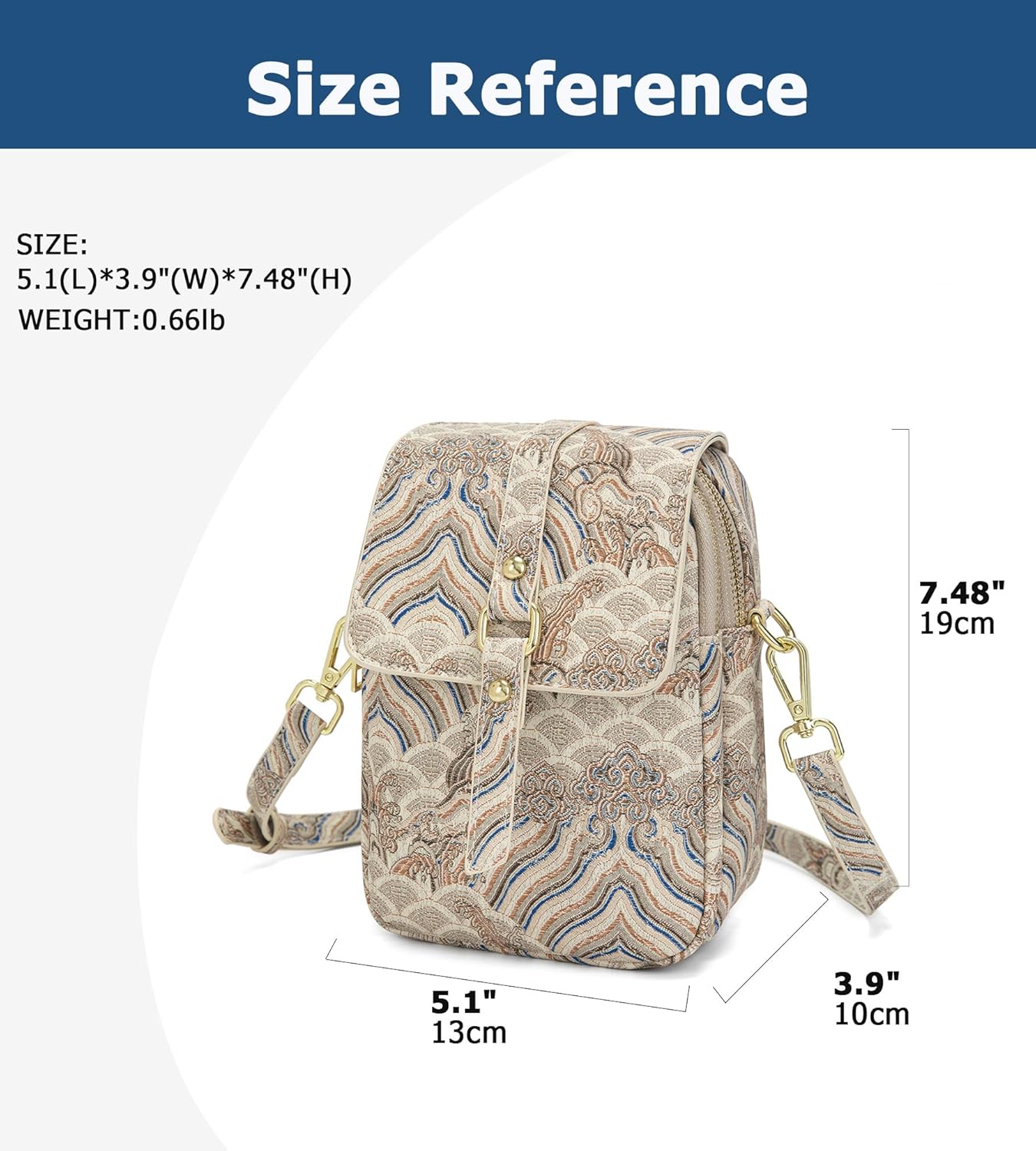Kwuty Vintage Crossbody Phone Bag for Women, Small PU Leather Shoulder Purse and Handbag with Tassel&Rivet Decoration