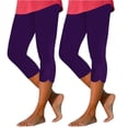 thumbnail image 2 of RongHuan Capri Leggings for Women Casual Stretchy High Waisted Workout Pants Tummy Control Yoga Pants Summer Solid Color Capris, 2 of 6