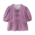 thumbnail image 1 of Camisa de verano con tirantes, blusa de leopardo con cordones, Top corto de manga abombada, ropa de verano para mujerStripe B, 1 of 4