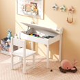 thumbnail image 2 of LDHF Kids Table and Chair Set, Flip Top Kids Art Craft Table w/Chair for Playroom Kindergarten, Toddler Drawing Writing Desk Set w/Paper Roll & 2 Markers, Gift for Boys Girls Ages 3+ (White), 2 of 4