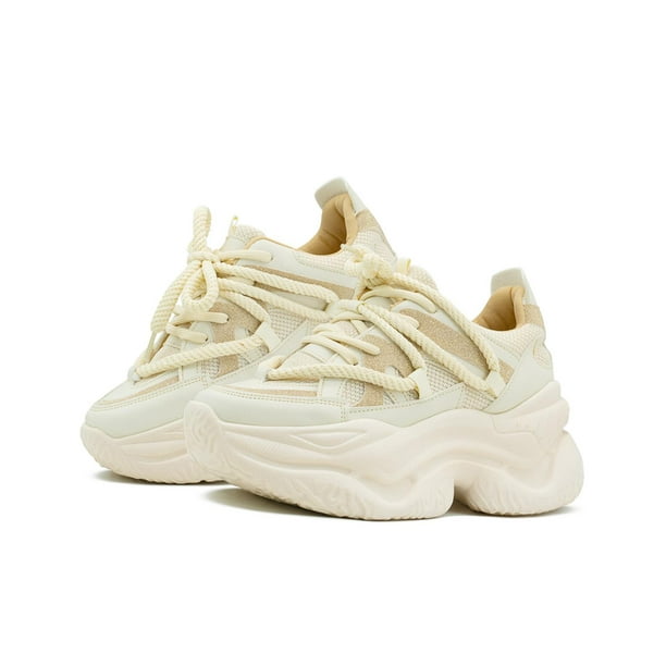 Tenis Con Plataforma Chunky Para Dama Suela Eva Color Latte beige 23