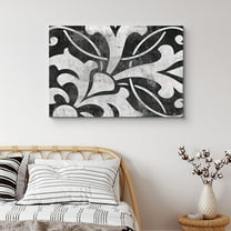 PixonSign Canvas Print Wall Art Ornate Flower Inspired Pattern Floral Wilderness Illustrations Minimalist Chic Relax/Calm Grey Dark Black and White for Living Room, Bedroom, Office - 12"x18"