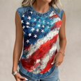 thumbnail image 4 of Tank Tops for Women Diagonal Stripe Star Round Neck Sleeveless Shirts Casual Loose Fit Trendy Patriotic Camisole Blouse Sky Blue 2XL, 4 of 6