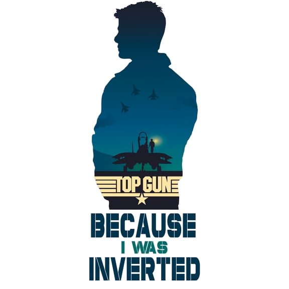 Because I Was Inverted - Bedroom Living Room Decor Maverick Silhouette Top Gun Movie Vinyl Wall Art Decal Quotes | 20" x 42" Removable Home Art F-5 E Tiger II Aircraft Sticker Decoration