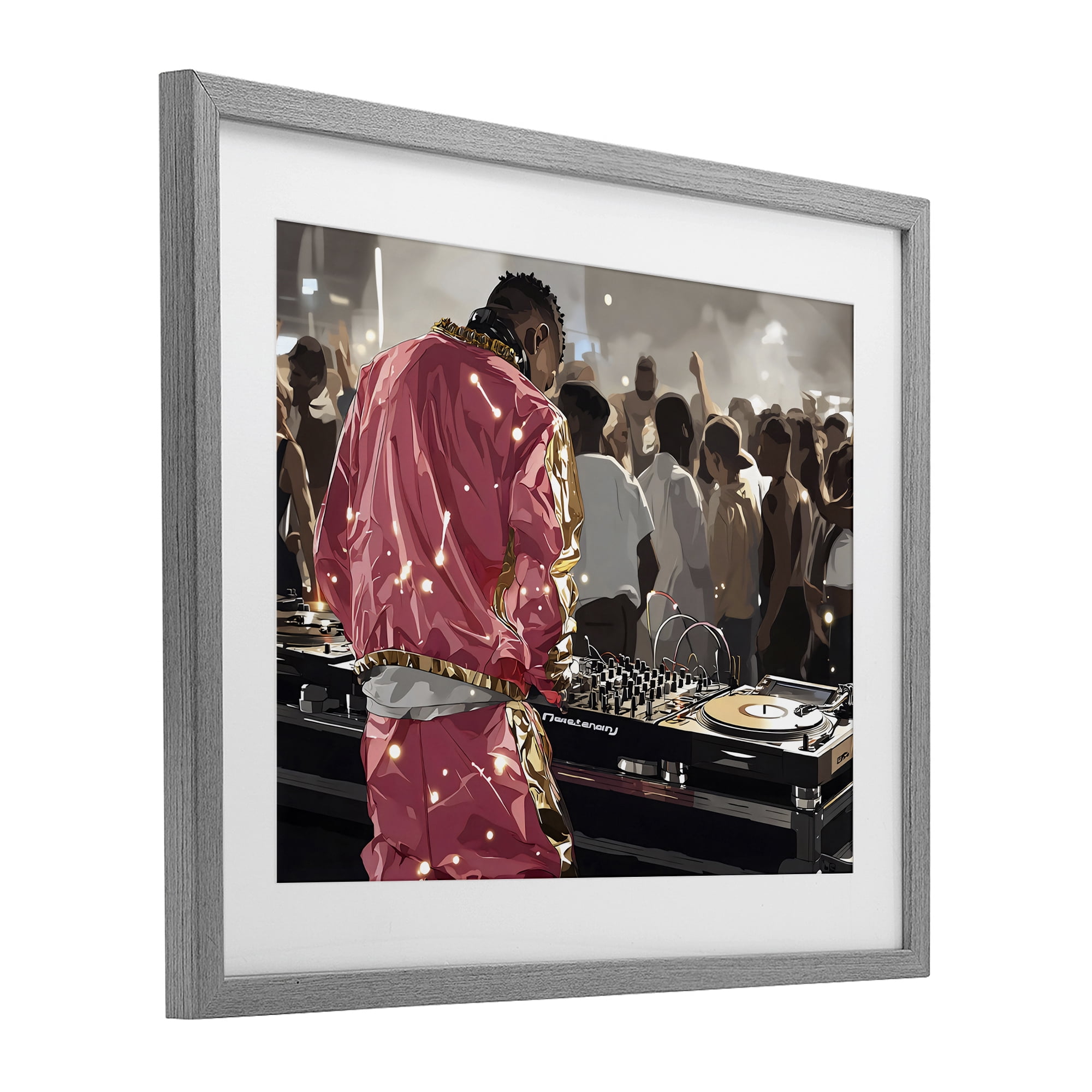 Stupell Industries DJ Performance At Nightclub Gray Framed Print Under Glass, design by Franklyn Gregory