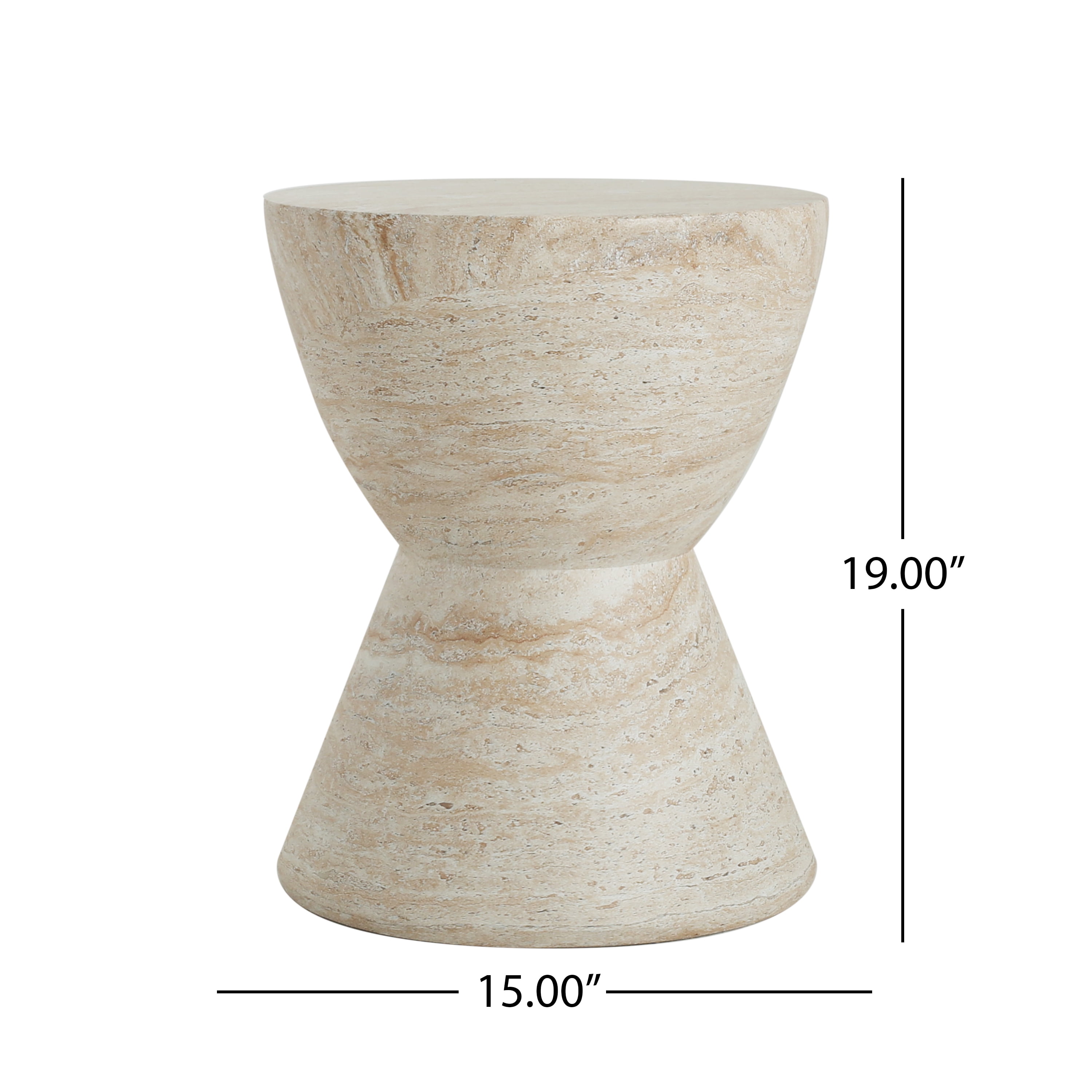 Euroco 19"H Outdoor Lightweight Concrete Side Table,MGO End Table Accent Table for Patio,Garden, Living Room,Beige