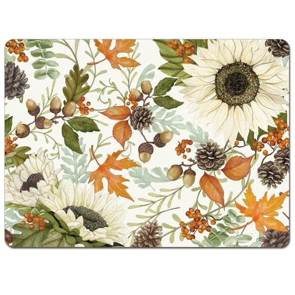 Cala Home "Farmhouse Fall Leaves" Premium Decorative Hardboard Placemats 4 Pack