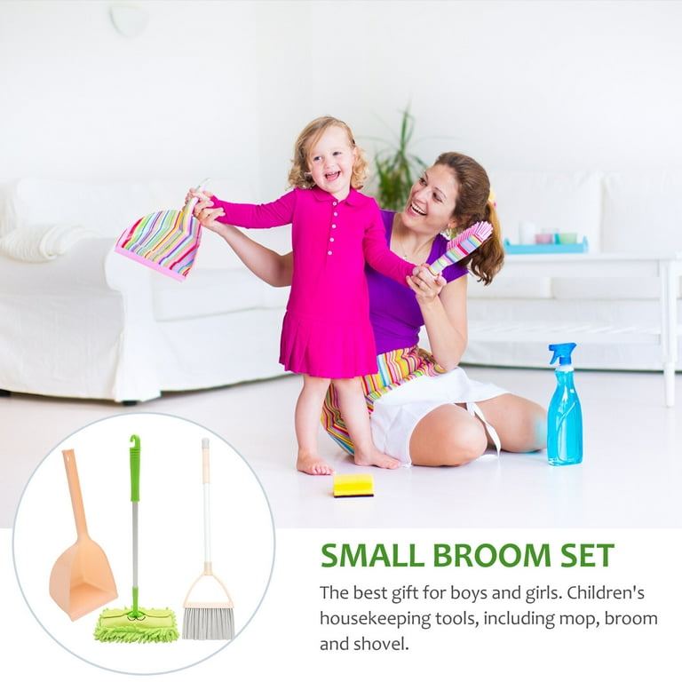 3pcs Children Broom Mop and Dustpan Combination Mini Broom Set Sweeping Toys  Clean Small Broom Cleaning Mop 