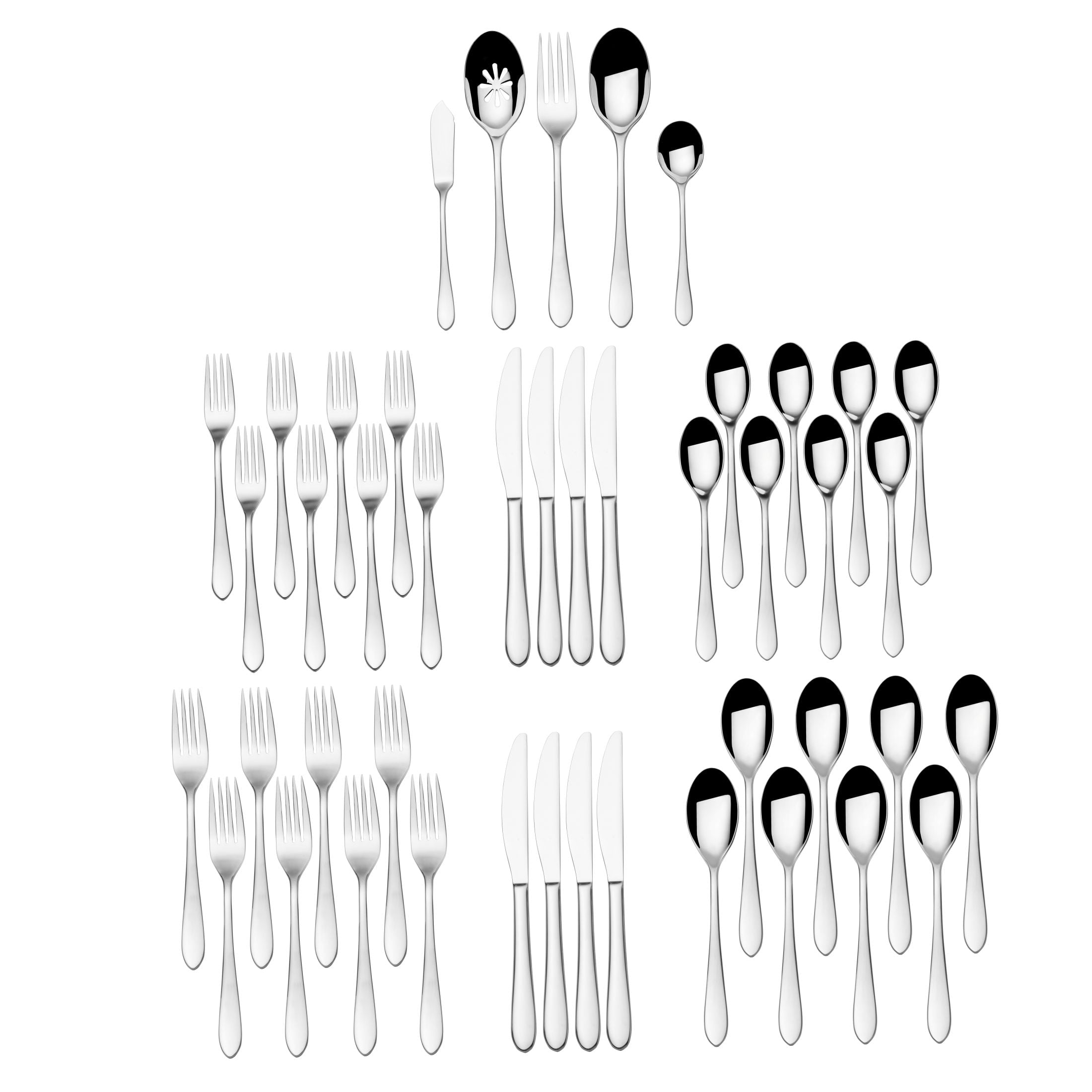 Fitz and Floyd Nevaeh Coupe 18.10 Stainless Steel Forged 45-Pc Flatware Set, Service for 8