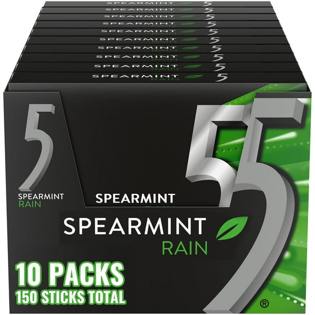 Wrigley's 5 Gum Spearmint Rain, 15 pcs., 10 pk.