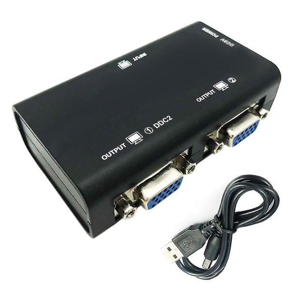 1 pc a 2 mon 2 puerto vga svga adaptador splitter box para pc lcd tv