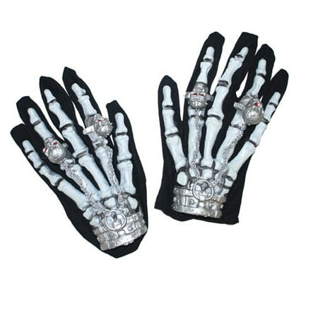 Gloves Skeleton Warrior Skull Bone Lighted Halloween Costume