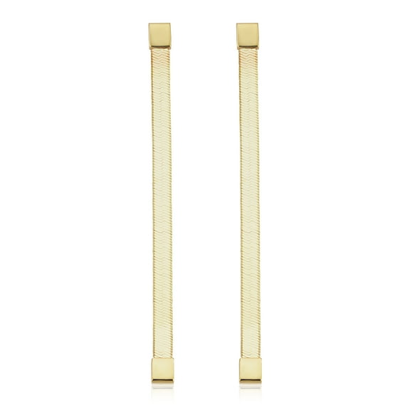 Au Naturale 14k Yellow Gold Herringbone Dangle Earrings (1.65 inches long)