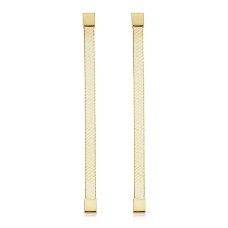 Au Naturale 14k Yellow Gold Herringbone Dangle Earrings (1.65 inches long)