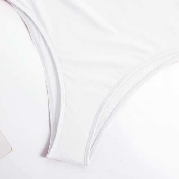 Vedolay Swimdress Swimsuits For Women Women One Piece Plunge V Neck Monokini Hollow Out Swimsuits Bathing Suit,White L