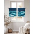 thumbnail image 3 of Abstract Waves Sheer Curtains 45 Inches Long 2 Panels Navy Blue Wave Gradient Navy Background Light Filtering Semi Sheer Window Curtains Drapes for Bedroom Living Room 52"x45", 3 of 7