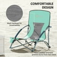 thumbnail image 4 of Outsunny Set of 2 Folding Beach Chair, Beach Chairs with Mesh Back, Carry Bag and Cup Holder for Outdoor Camping Lawn Sports Picnic, Turquoise, 4 of 9