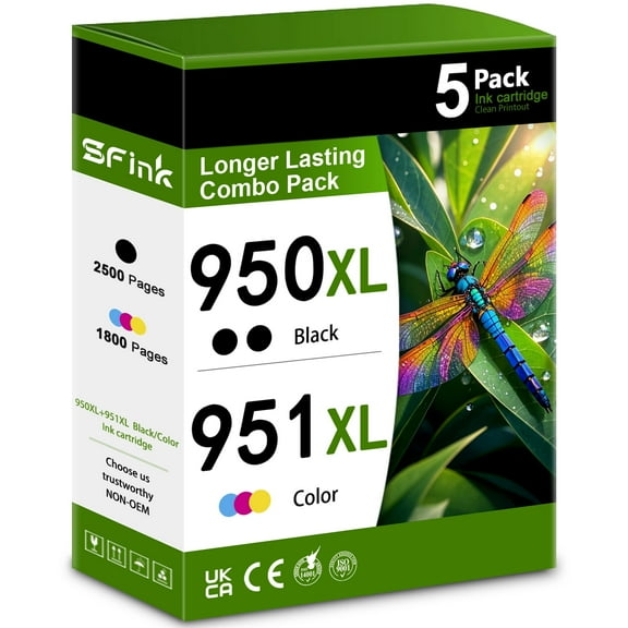 950XL 951XL Ink Cartridge 4-Pack Compatible for HP 950XL 951XL Ink Cartridges for OfficeJet Pro 8100 8600 8610 8620 8630 8640 8615 8625 8660 251dw 271dw 276dw Printers( Black Cyan Magenta Yellow)