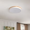 thumbnail image 2 of Modern Minimalist Close to Ceiling Lighting, Wood LED Flush Mount Ceiling Light for Bedroom Kitchen Hallway, 2 of 6