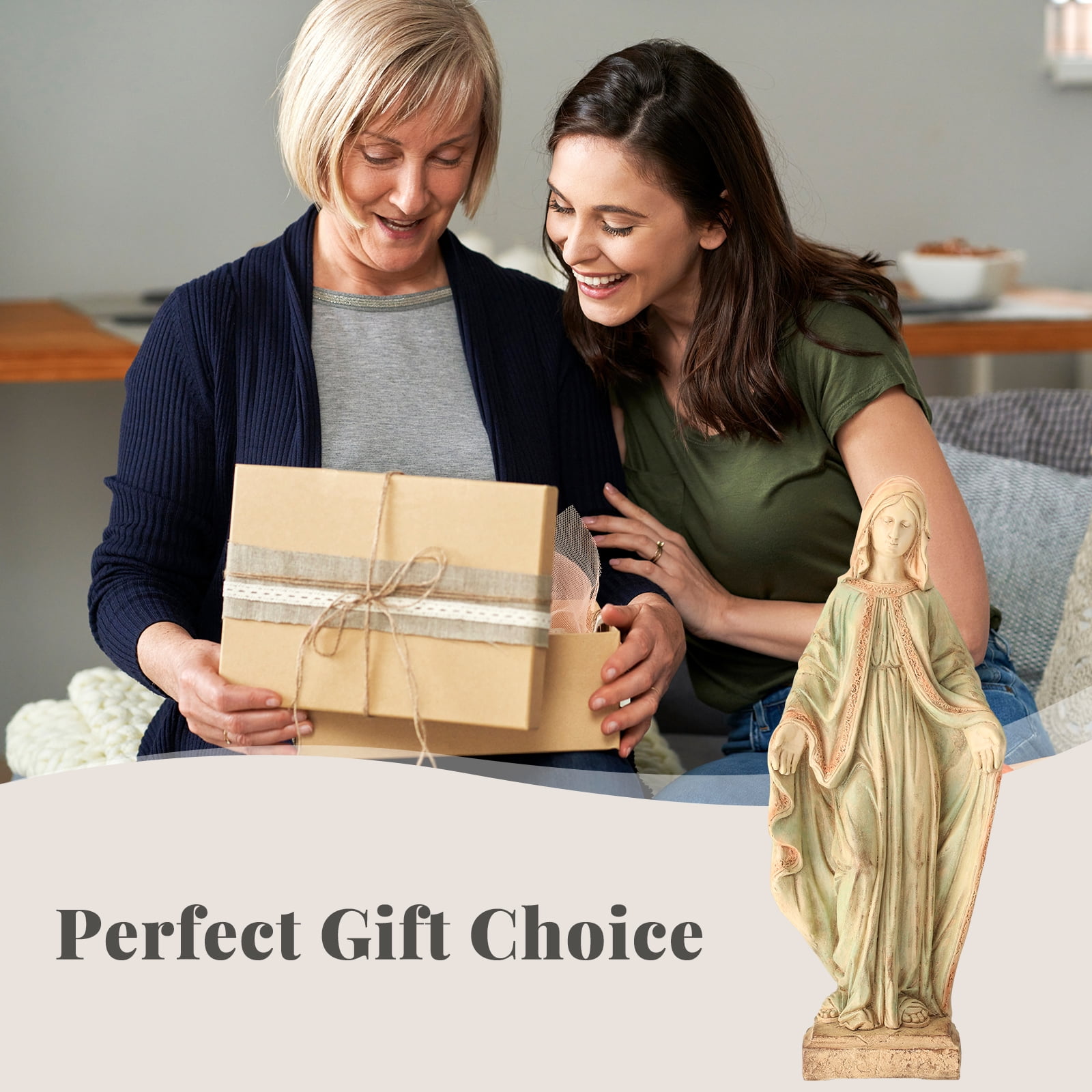 Sheltrix Virgin Mary Garden Statue Outdoor 31.5” – Large Praying Holy Madonna Resin Sculpture, Blessed Mother of God Catholic Saint Yard & Lawn Religious Decor
