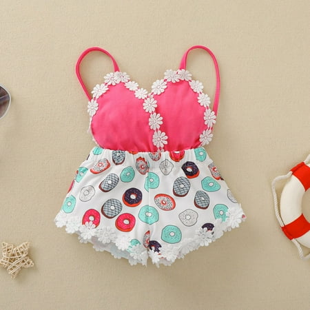 

RPVATI Baby Girls Floral Printed Romper Sleeveless Cotton Summer Clothes Infant Toddler Ruffle Jumpsuit 0-3Y