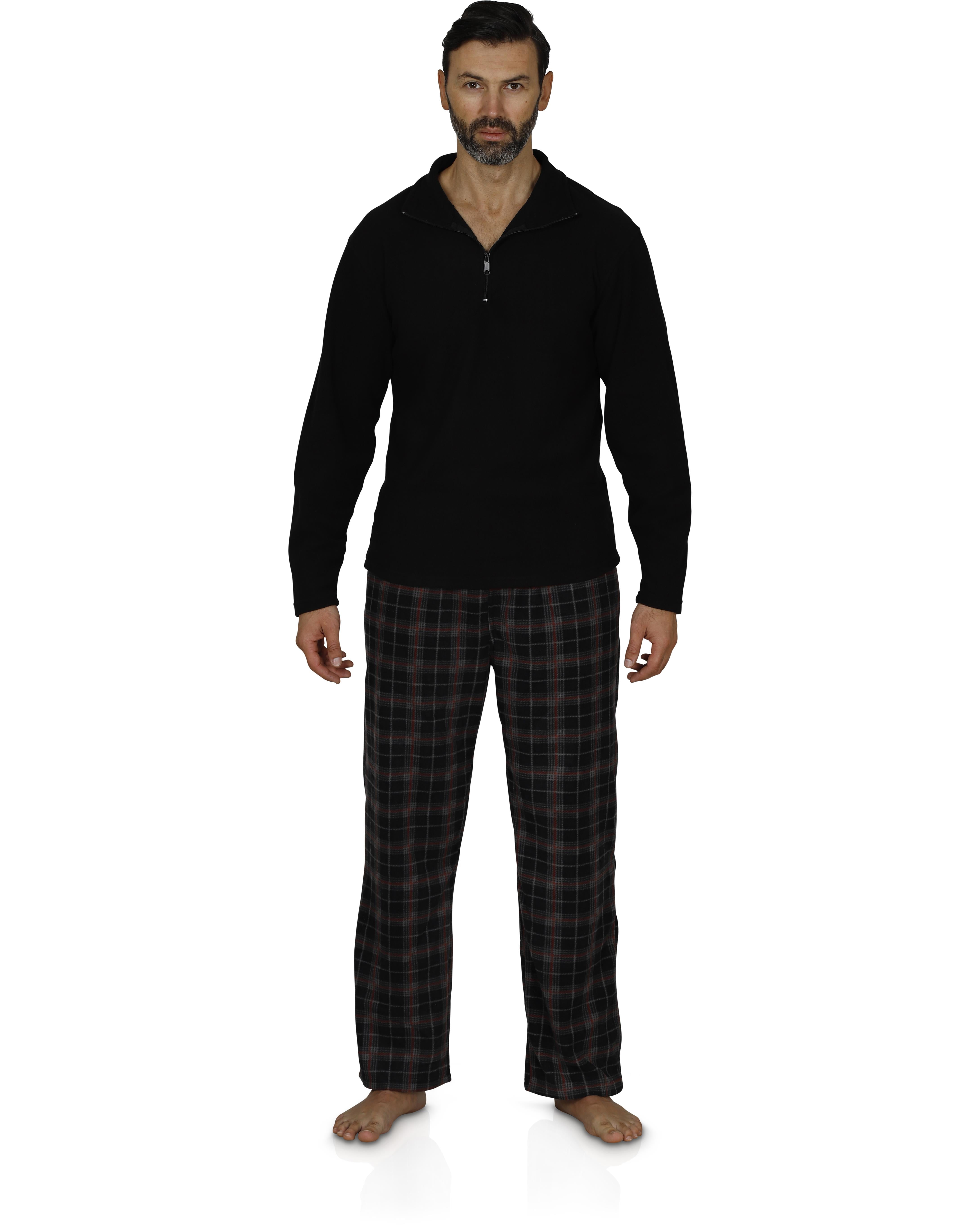 Intimo Mens Pajama Long Sleeve Top and Buffalo Plaid Pants Loungewear