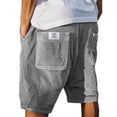 thumbnail image 4 of Lumtrix Men's Shorts Casual Corduroy Elastic Waist Drawstring Shorts for Men Workout Summer Loose Fit with Pockets Gray S, 4 of 4