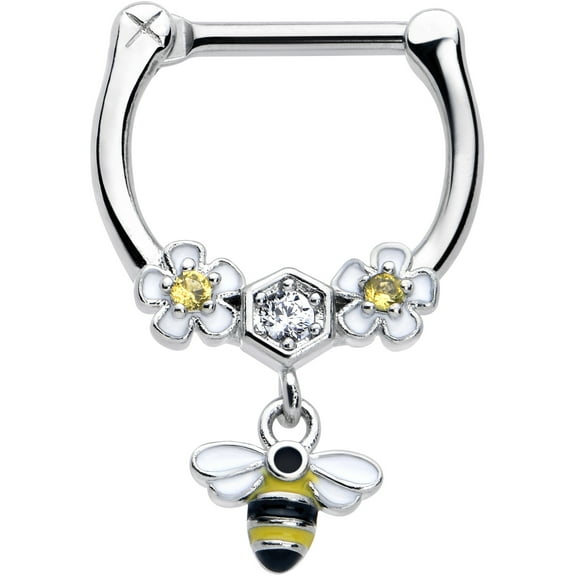 Body Candy 16G 316L Stainless Steel Septum Jewelry Flower Bee Dangle Conch Tragus Cartilage Clicker 8mm