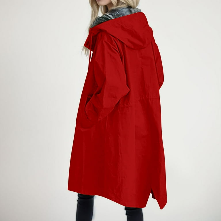 Red plus size trench coat sale