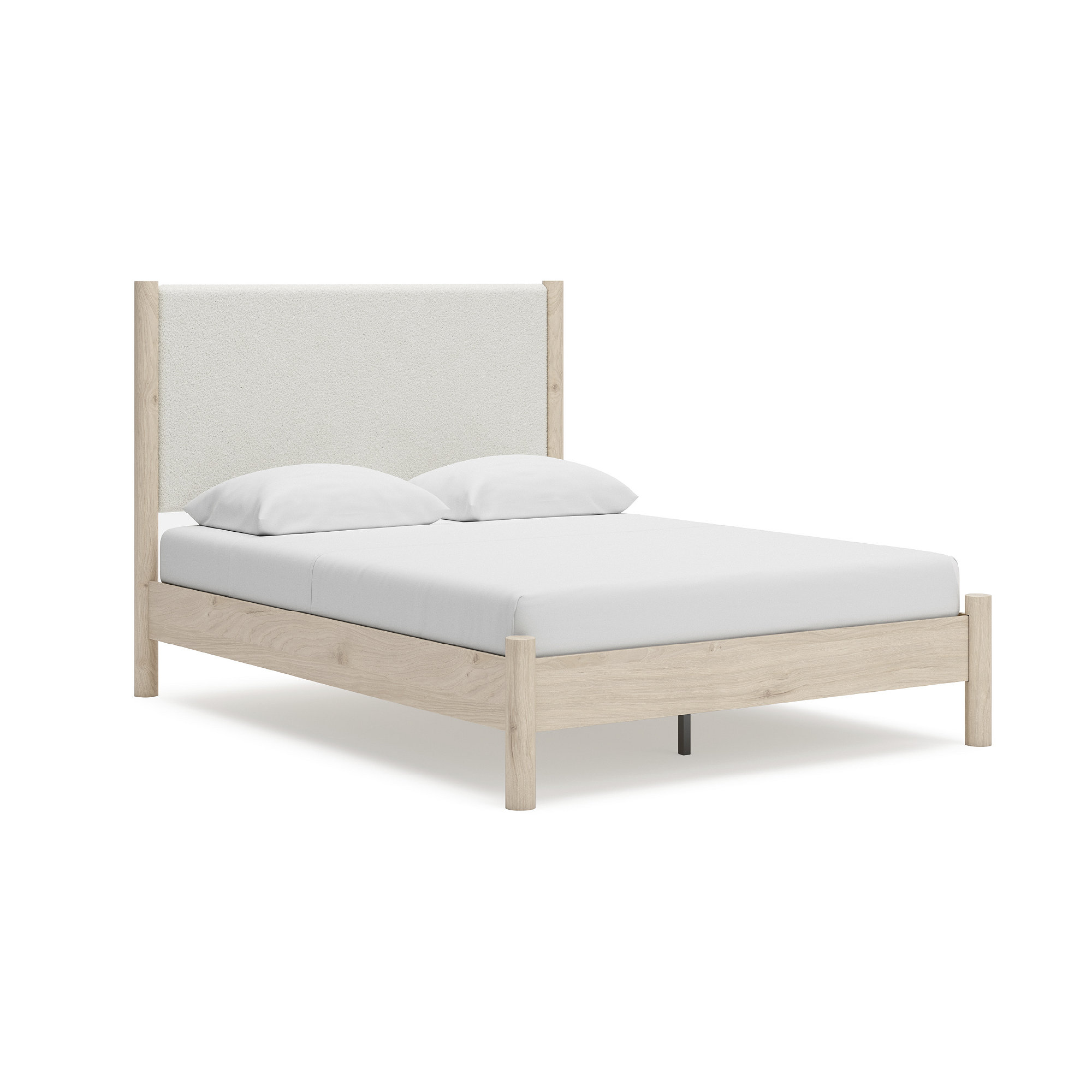 Signature Design by Ashley Cadmori Queen Upholstered Panel Bed with Two-Tone Finish and Rails