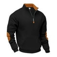 thumbnail image 4 of VNKIDY Men Stand Collar Plush Sweatshirt Zipper Front Patchwork Design Casual Athletic Pullover Jacket Fall Winter Male Long Sleeve Solid Color Autumn Streetwear Soft, 4 of 6