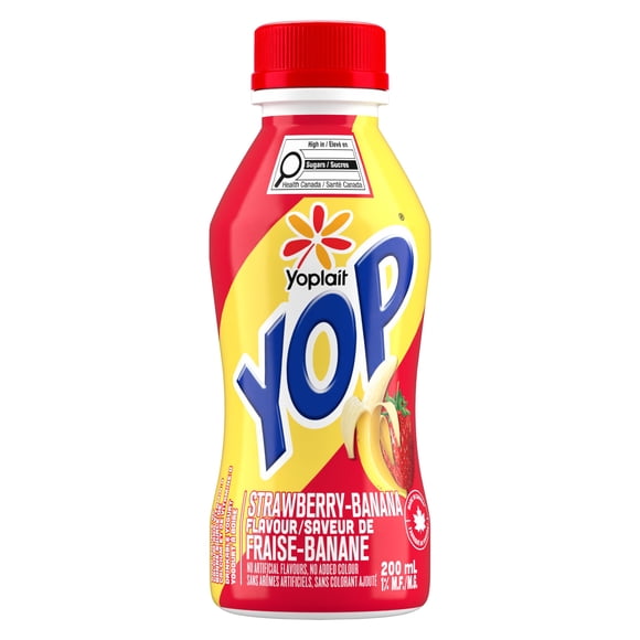 Yoplait Yop 1 % Yogourt à Boire, Fraise Banane, Collations pour enfants, 200ml
