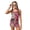 Pink Orange Palm Leaf, variant on COEQINE Two Piece Taniki Swimsuit for Girls, Round Neck Top with Shorts Racerback Swimwear with Chest Pad, Modest Bathing Suit for 6-7 Year Olds, Easy Care, Peach Blossom Marble Blue