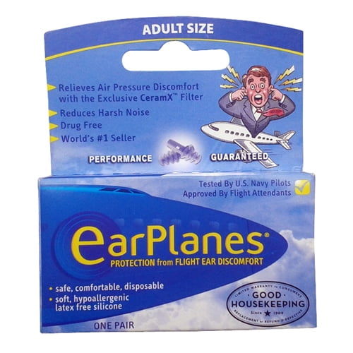 New Super Soft Adult EarPlanes® Ear Plugs Airplane Travel Ear Protection 1 Pair 