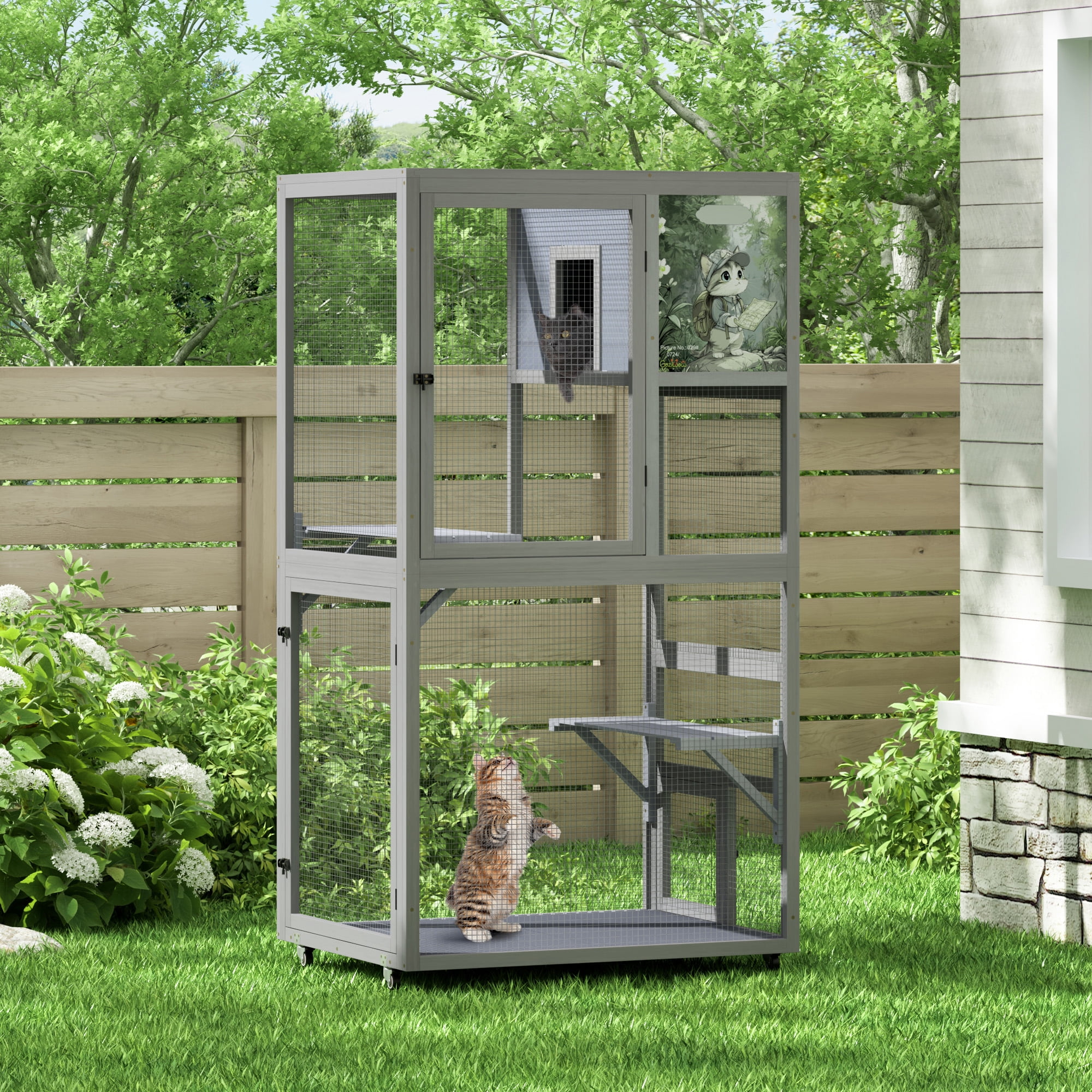 COZIWOW Catio on Wheels for Patio, Outdoor Cat Enclosure Window Access
