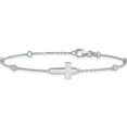 thumbnail image 3 of Sterling Silver Rhodium-Plated Cz Sideways Cross 7In W/1In Ext. Bracelet (Width 8.8) (Length 8) - Jbsp, 3 of 5