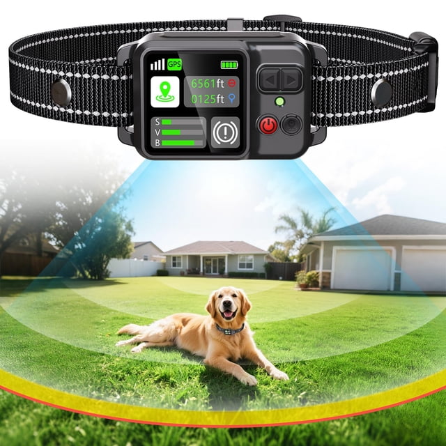 Sistema de valla GPS inalámbrico para perros Attefine con collar impermeable