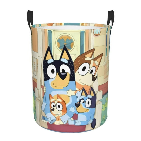 Johaoi Bluey Pattern Round Large Laundry Basket -Storage Basket - Toy Storage Basket, Perfect as Hamper, Kids Room Storage, and Toy Containment-