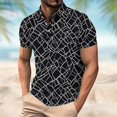 thumbnail image 2 of Camisetas de Manga Larga para Hombres Casual Impreso Botón Turndown Cuello Suéter Cuarto de Manga Blusa para Al Aire Libre Diario, 2 of 8