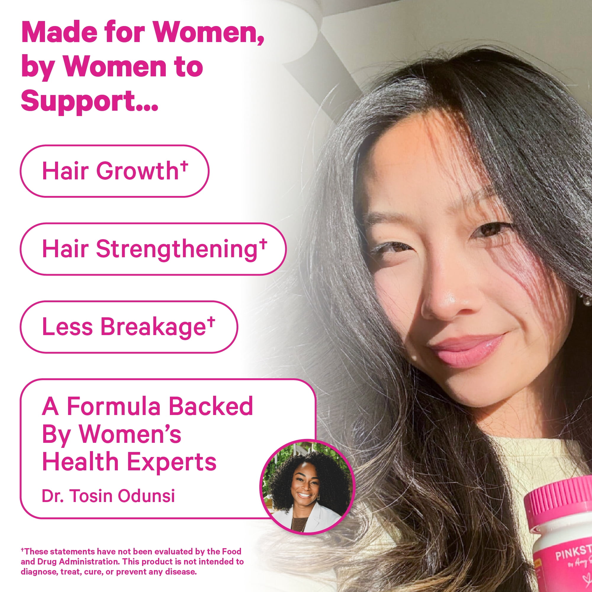 Pink Stork Total Glow Hair, Skin and Nails Gummies with Biotin + B Vitamins, 60 Berry Gummies