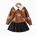 thumbnail image 2 of ZIXKCGDSE Girls 2 Piece Outfits Bow Long Sleeved Fall Tops and Skirt School Clothing Set Size 7 Years, 2 of 4