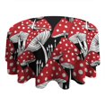 thumbnail image 4 of Red Mushroom Line Black Pattern Round Tablecloth 60"x60",Wrinkle Wipeable Table Cloth for Kitchen Dining Room Picnic Patio Party, 4 of 6