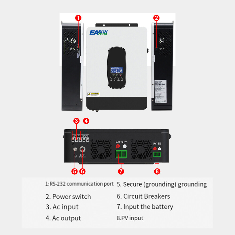 Multifunctional Solar Inverter Solar Inverters for Home Solar System Pure SineWave MTTP Solar Recharger Controller Battery Recharger Inverter