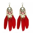 thumbnail image 6 of HOOUN Boho Feather Beaded Earrings Fringe Tassel Bohemian Ethnic Dangle Drop Handmade-LightColorful, 6 of 9