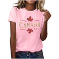 thumbnail image 1 of Pisexur Nouveau T-shirt à Manches Courtes Col Rond Imprimé Décontracté pour Femmes, Hauts d'Été pour Femmes Rose, G, 1 of 4